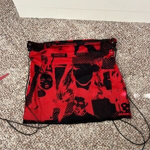 Edikted red and black printed skirt tie sides